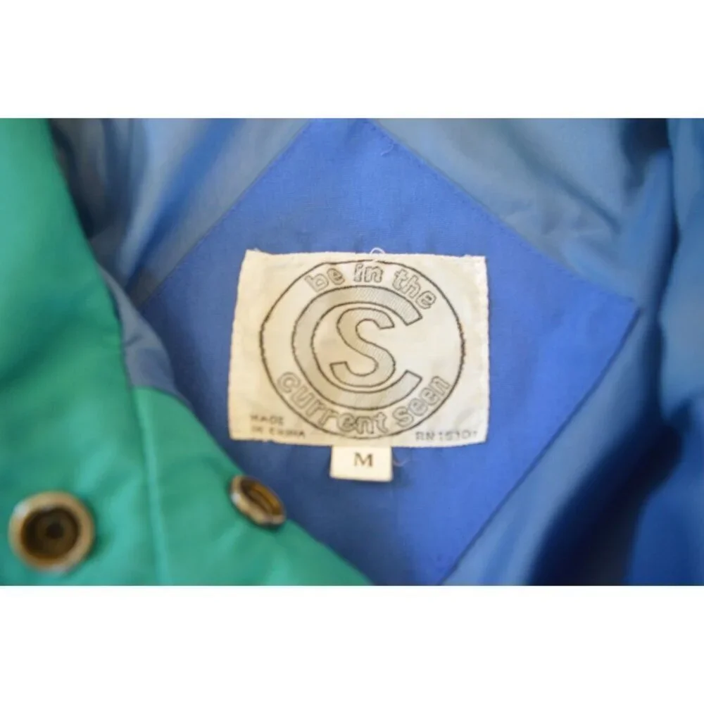 Vintage 80s 90s Current Seen Blue Teal Green Windbreaker Jacket Mens Size Medium